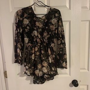 Long sleeve floral romper